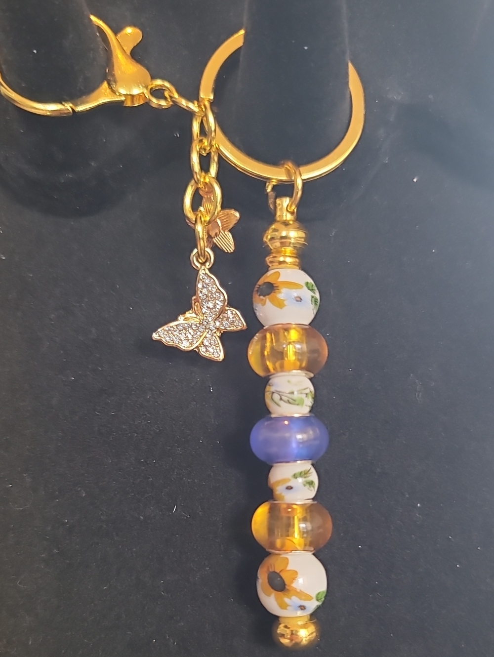 Butterfly + Floral Beaded Purse or Key Charm